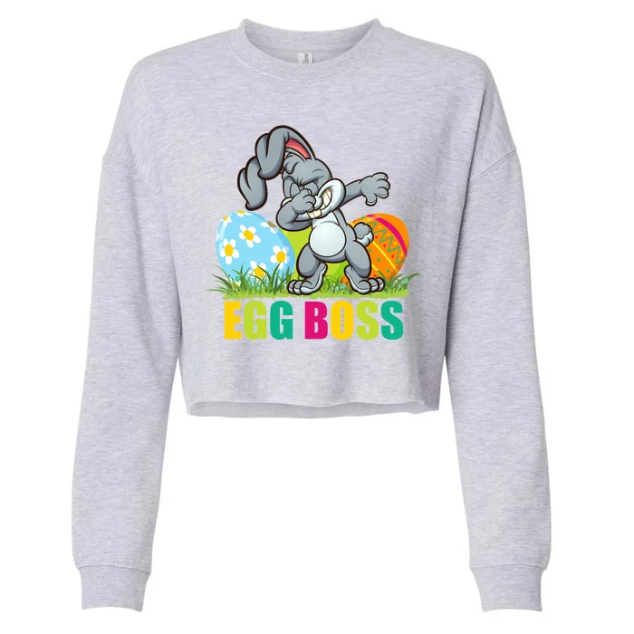 Egg Boss Dabbing Easter Bunny Cropped Pullover Crew