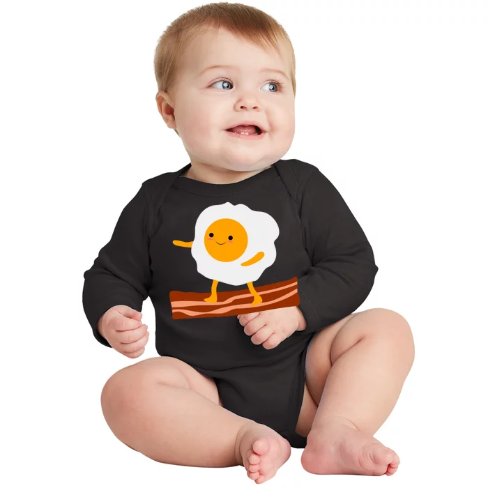 Egg Surfing On Bacon Baby Long Sleeve Bodysuit