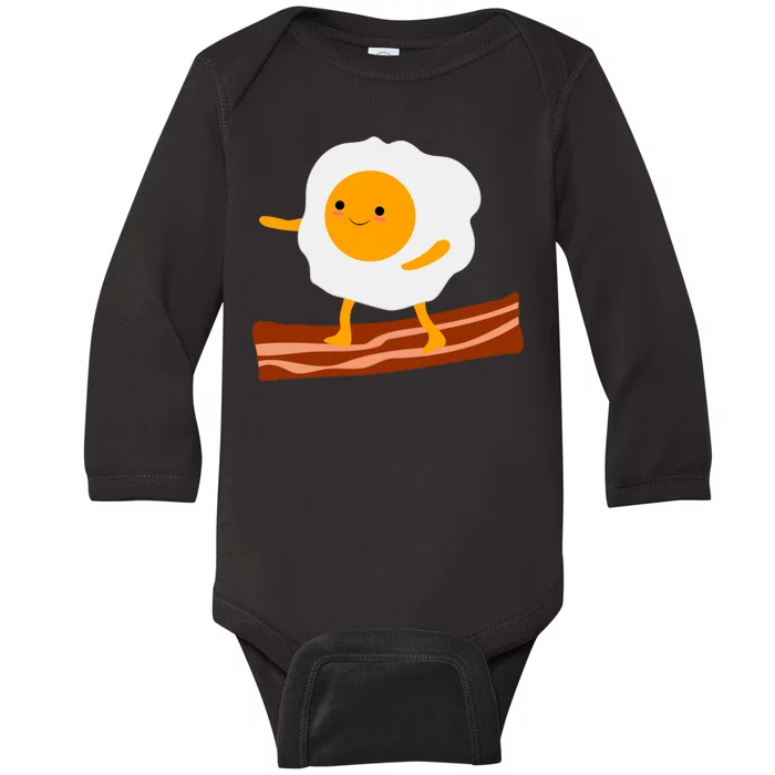 Egg Surfing On Bacon Baby Long Sleeve Bodysuit