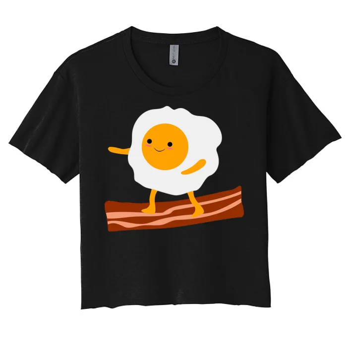 Egg Surfing On Bacon Women's Crop Top Tee