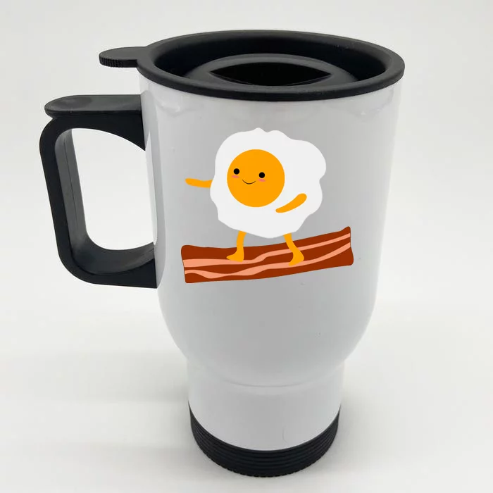 Egg Surfing On Bacon Front & Back Stainless Steel Travel Mug