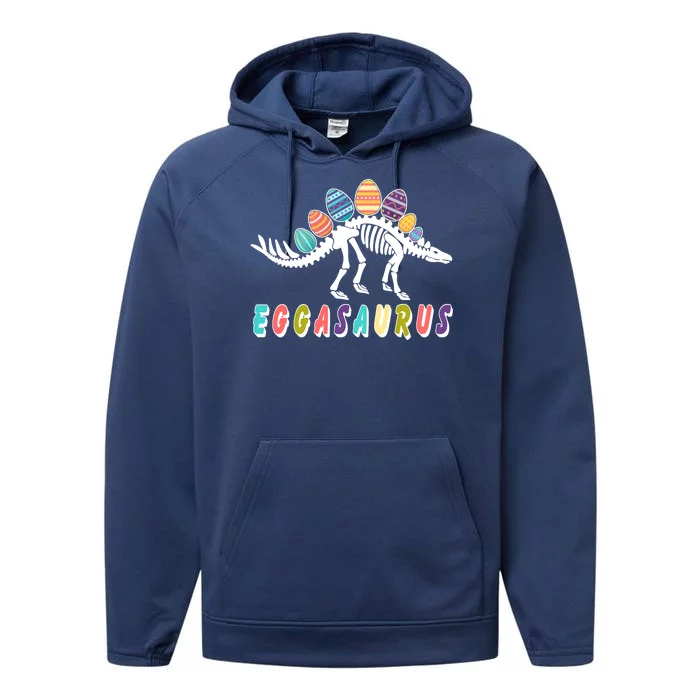 Eggasaurus Dino Stegosaurus Easter Egg Dinosaur Performance Fleece Hoodie