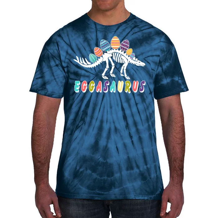 Eggasaurus Dino Stegosaurus Easter Egg Dinosaur Tie-Dye T-Shirt