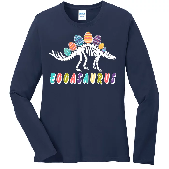 Eggasaurus Dino Stegosaurus Easter Egg Dinosaur Ladies Long Sleeve Shirt