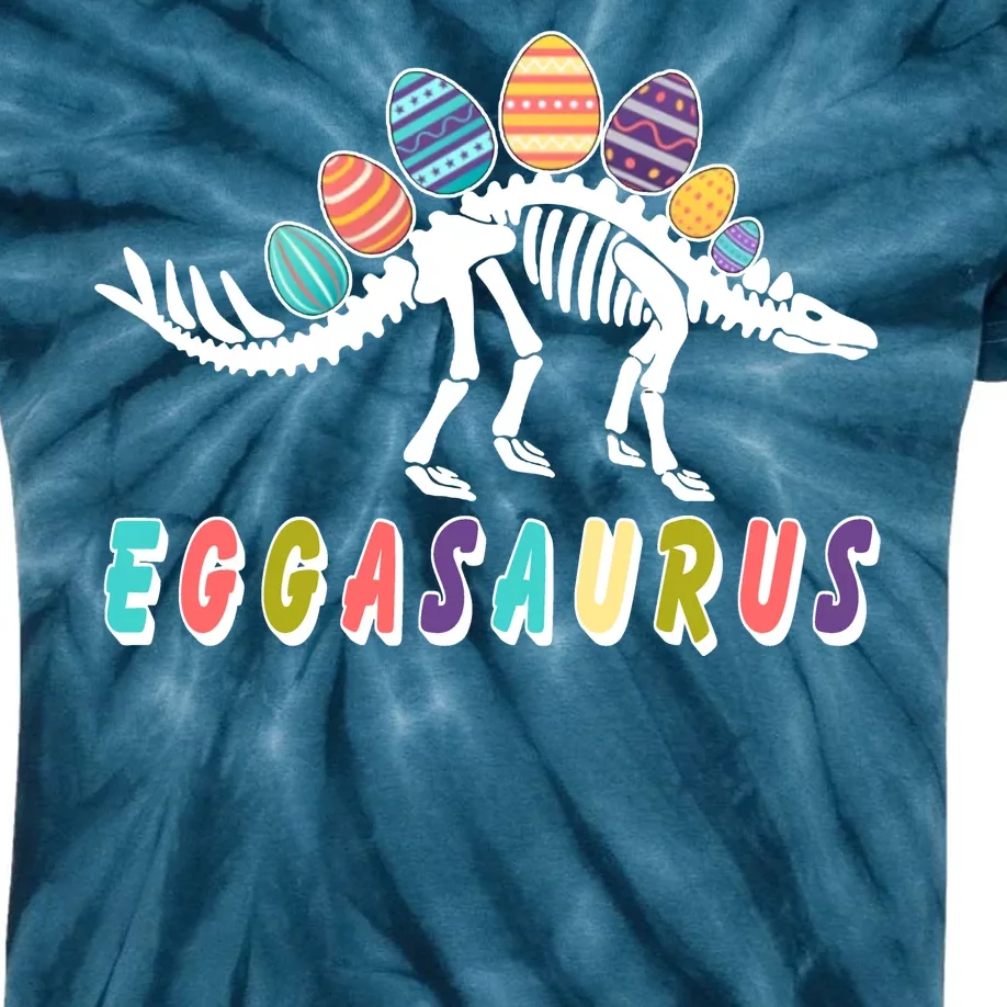 Eggasaurus Dino Stegosaurus Easter Egg Dinosaur Kids Tie-Dye T-Shirt