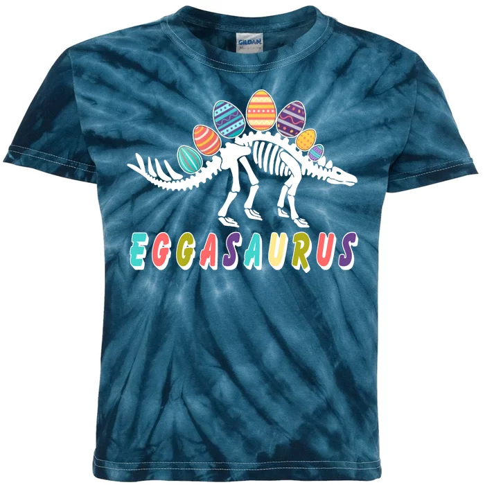 Eggasaurus Dino Stegosaurus Easter Egg Dinosaur Kids Tie-Dye T-Shirt