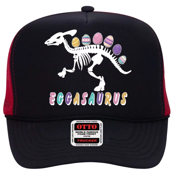 Eggasaurus Plateosaurus Funny Cute Easter High Crown Mesh Trucker Hat