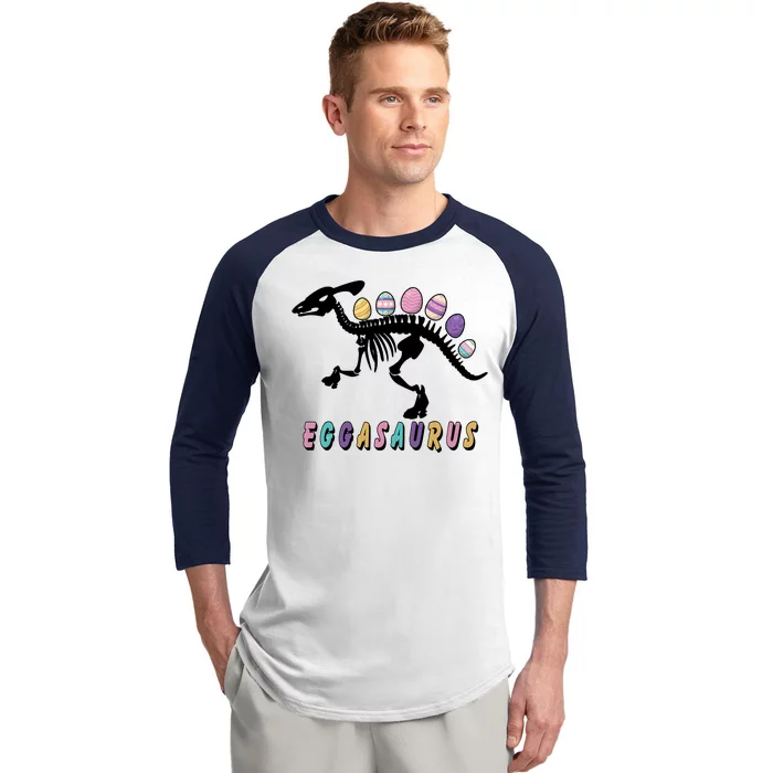 Eggasaurus Plateosaurus Funny Cute Easter Baseball Sleeve Shirt