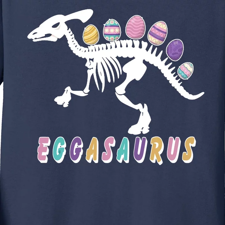 Eggasaurus Plateosaurus Funny Cute Easter Kids Long Sleeve Shirt