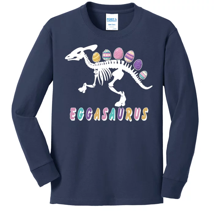 Eggasaurus Plateosaurus Funny Cute Easter Kids Long Sleeve Shirt