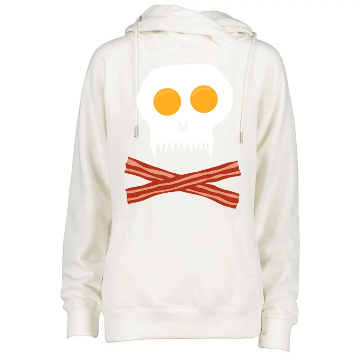 Eggs And Bacon Skull Womens Funnel Neck Pullover Hood