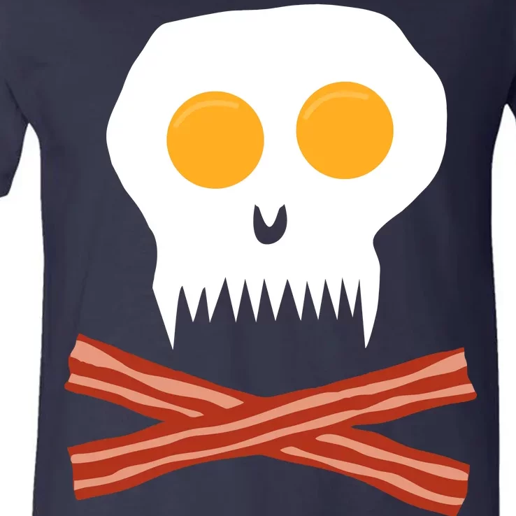 Eggs And Bacon Skull V-Neck T-Shirt