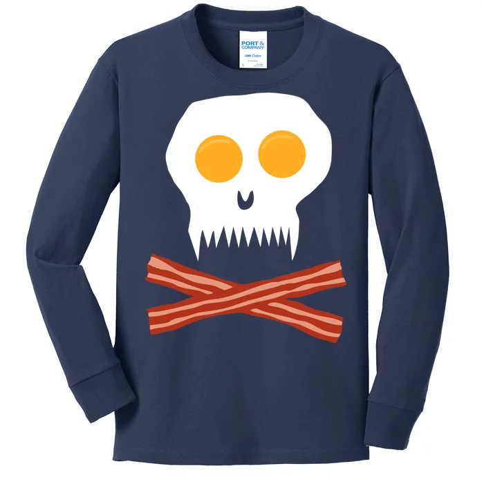 Eggs And Bacon Skull Kids Long Sleeve Shirt