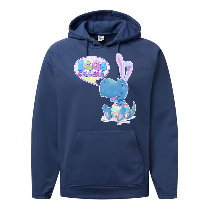 EGGS-Cellent! Cute Easter T-Rex Performance Fleece Hoodie