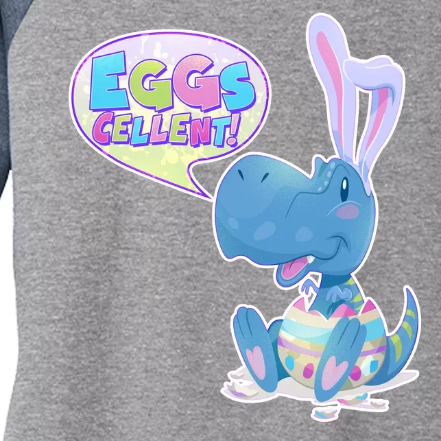 EGGS-Cellent! Cute Easter T-Rex Women's Tri-Blend 3/4-Sleeve Raglan Shirt