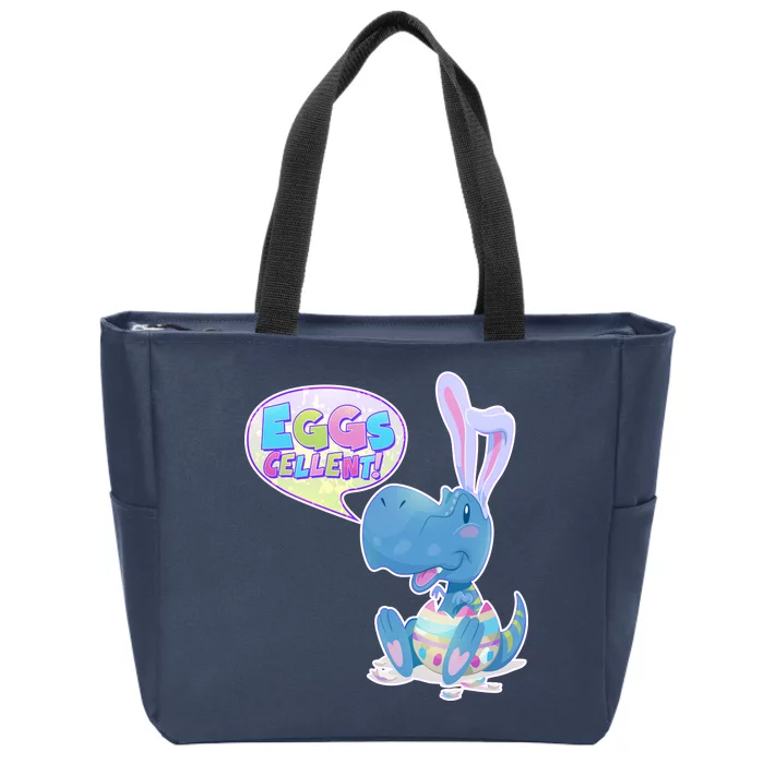 EGGS-Cellent! Cute Easter T-Rex Zip Tote Bag