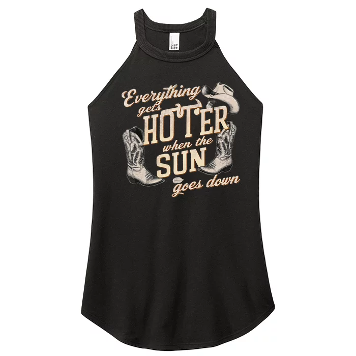 Everything Gets Hotter When The Sun Goes Down Country Music Women’s Perfect Tri Rocker Tank