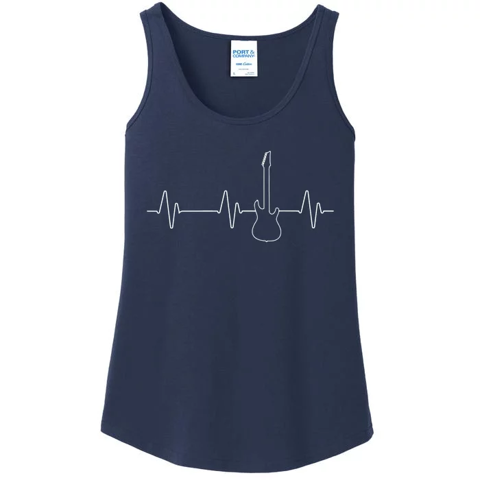 Electric Guitar Heartbeat Tee Bass Music Player Ladies Essential Tank