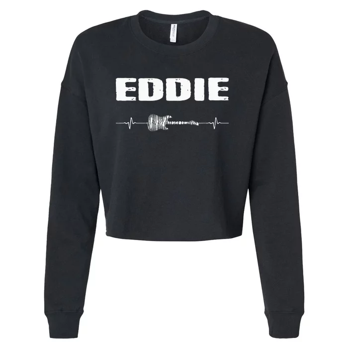 Eddie Guitar Heartbeat Music Guitarist Cropped Pullover Crew