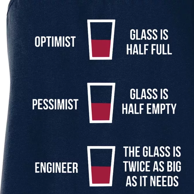 Engineer Glass Half Full Funny Engineering Joke Women's Racerback Tank