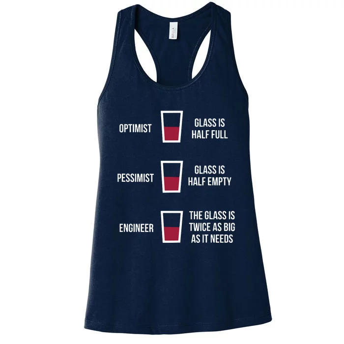 Engineer Glass Half Full Funny Engineering Joke Women's Racerback Tank