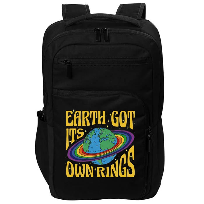 Earth Got It's Own Rings Pride Month Planet Impact Tech Backpack