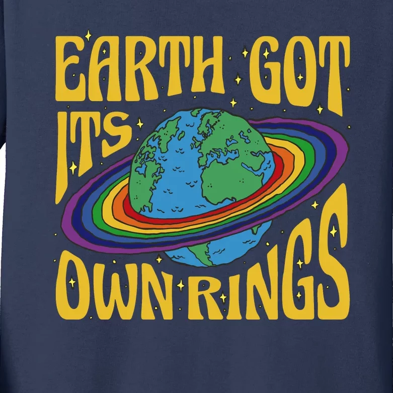 Earth Got It's Own Rings Pride Month Planet Kids Long Sleeve Shirt