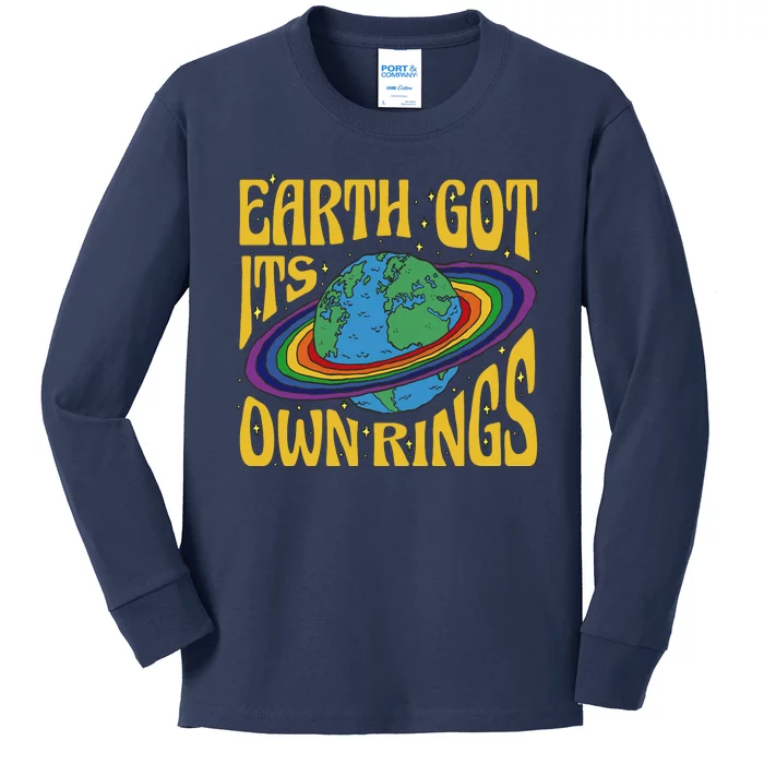 Earth Got It's Own Rings Pride Month Planet Kids Long Sleeve Shirt