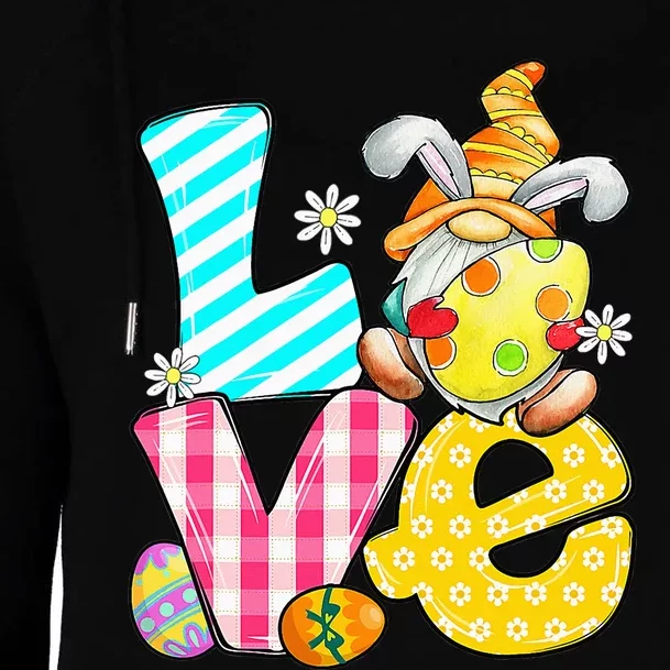 Easter Gift Love Gnome Bunny Pastel Spring Hunt Eggs Rabbit Womens Funnel Neck Pullover Hood