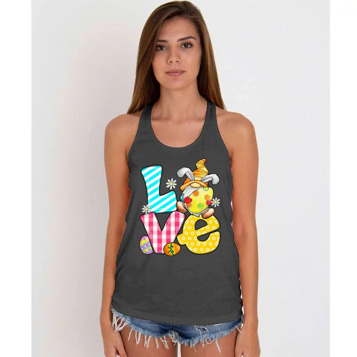 Easter Gift Love Gnome Bunny Pastel Spring Hunt Eggs Rabbit Women's Knotted Racerback Tank