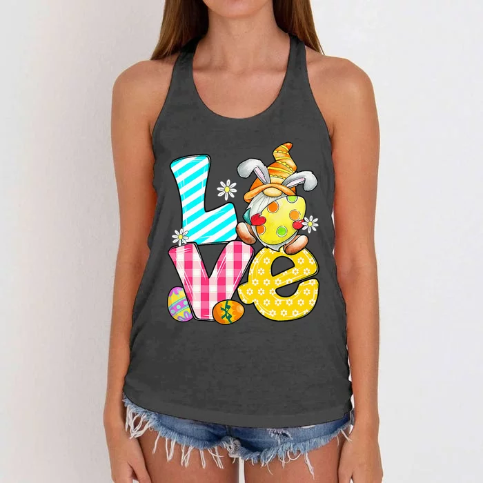 Easter Gift Love Gnome Bunny Pastel Spring Hunt Eggs Rabbit Women's Knotted Racerback Tank