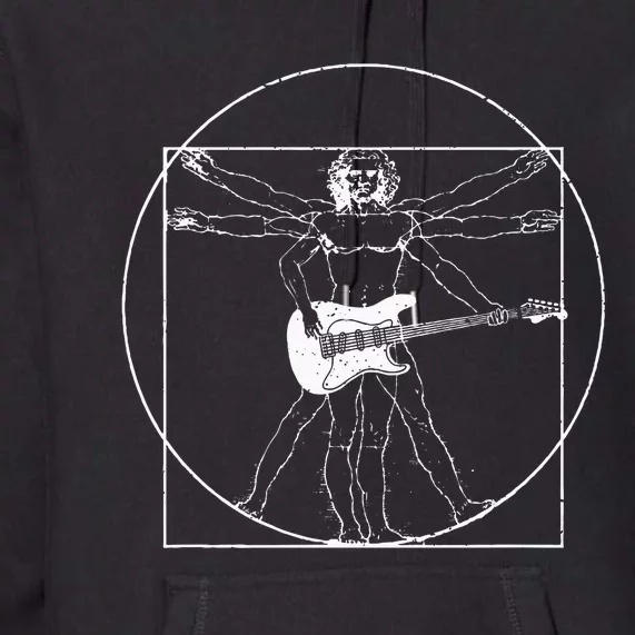 Electric Guitar Musician Gift Da Vinci Drawing Premium Hoodie