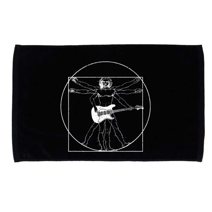 Electric Guitar Musician Gift Da Vinci Drawing Microfiber Hand Towel