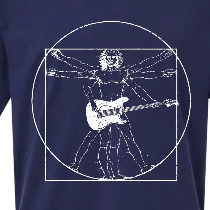 Electric Guitar Musician Gift Da Vinci Drawing Sueded Cloud Jersey T-Shirt