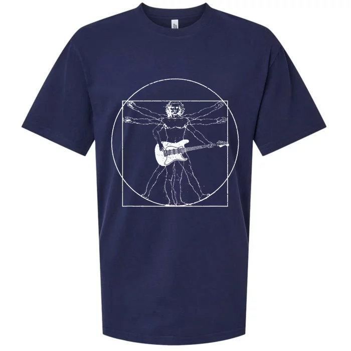 Electric Guitar Musician Gift Da Vinci Drawing Sueded Cloud Jersey T-Shirt