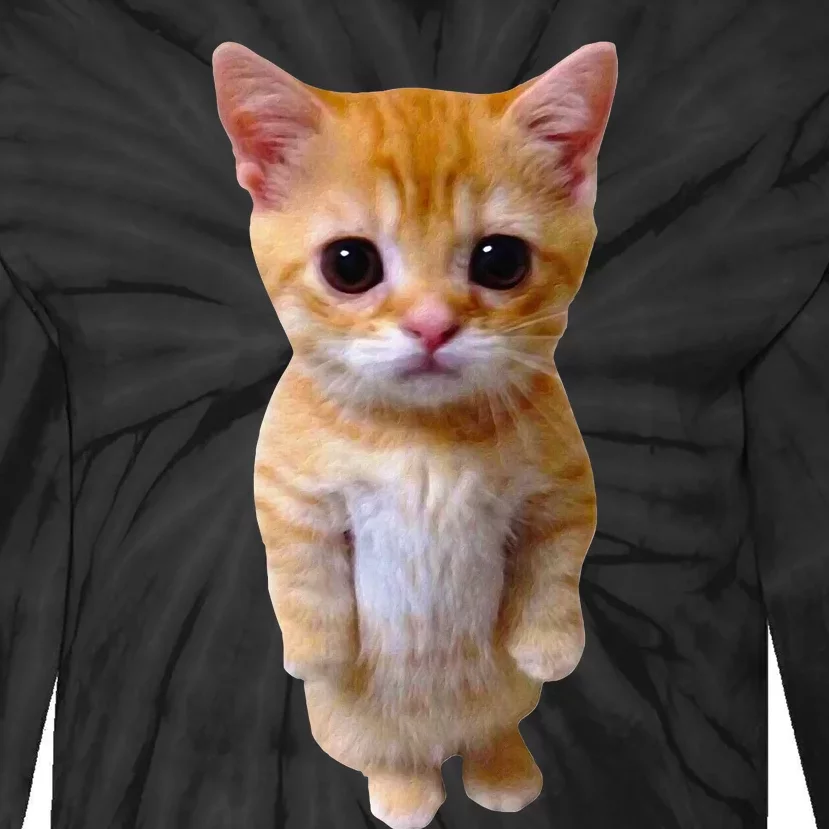 El Gato Meme Sad Crying Cat Munchkin Kitty Meme Trendy Tie-Dye Long Sleeve Shirt