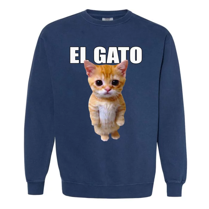 El Gato Meme Sad Crying Cat Munchkin Kitty Meme Trendy Garment-Dyed Sweatshirt