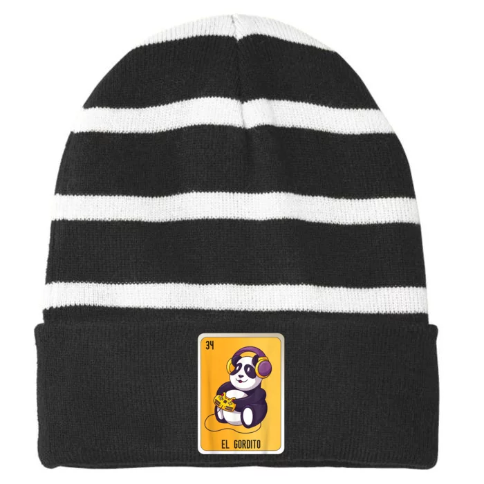 El Gordito Mexican Lottery Bingo Cards Striped Beanie with Solid Band