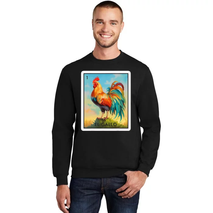 El Gallo Mexican Lottery Bingo Game Traditional Rooster Card Sweatshirt