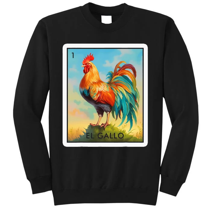 El Gallo Mexican Lottery Bingo Game Traditional Rooster Card Sweatshirt