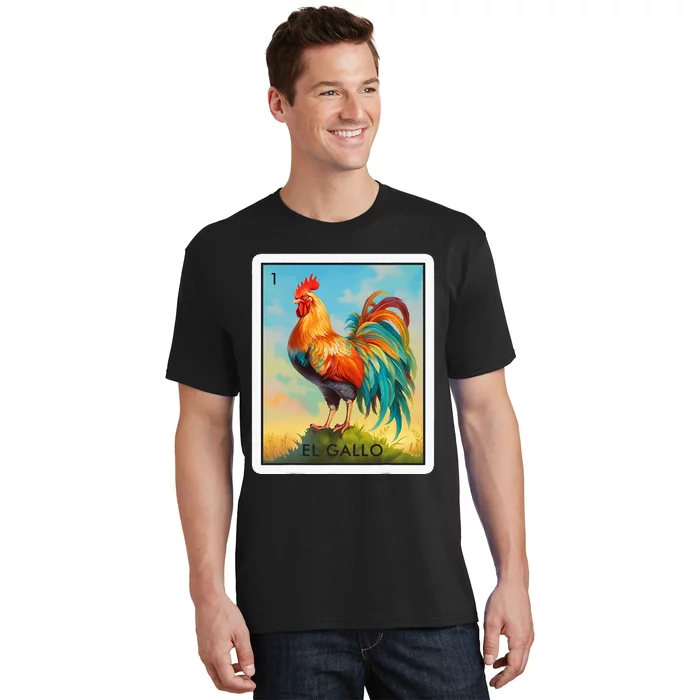 El Gallo Mexican Lottery Bingo Game Traditional Rooster Card T-Shirt