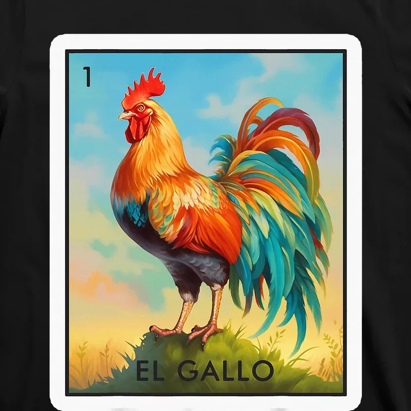 El Gallo Mexican Lottery Bingo Game Traditional Rooster Card T-Shirt