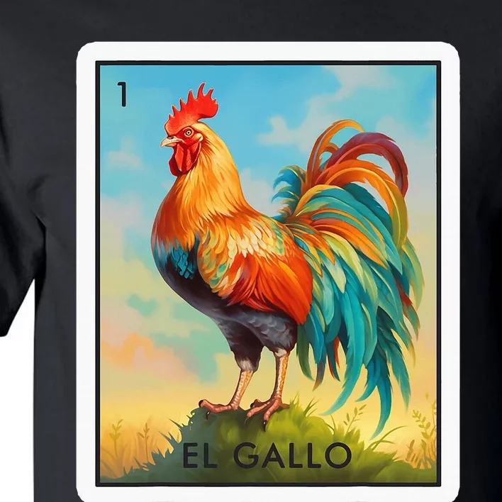 El Gallo Mexican Lottery Bingo Game Traditional Rooster Card Tall T-Shirt