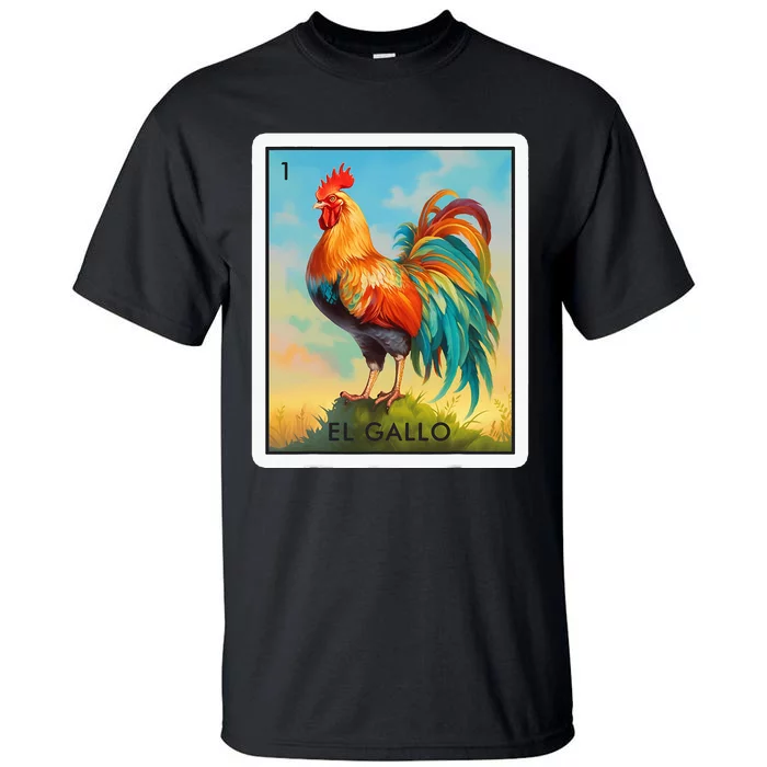 El Gallo Mexican Lottery Bingo Game Traditional Rooster Card Tall T-Shirt