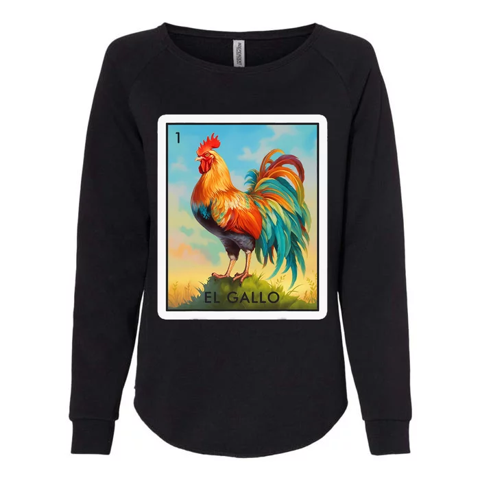 El Gallo Mexican Lottery Bingo Game Traditional Rooster Card Womens California Wash Sweatshirt