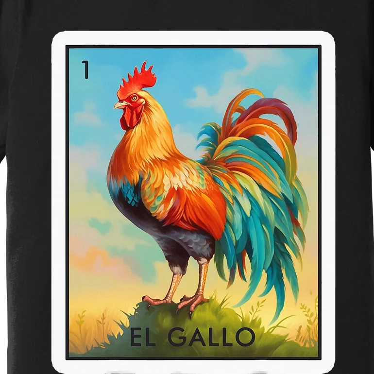 El Gallo Mexican Lottery Bingo Game Traditional Rooster Card Premium T-Shirt