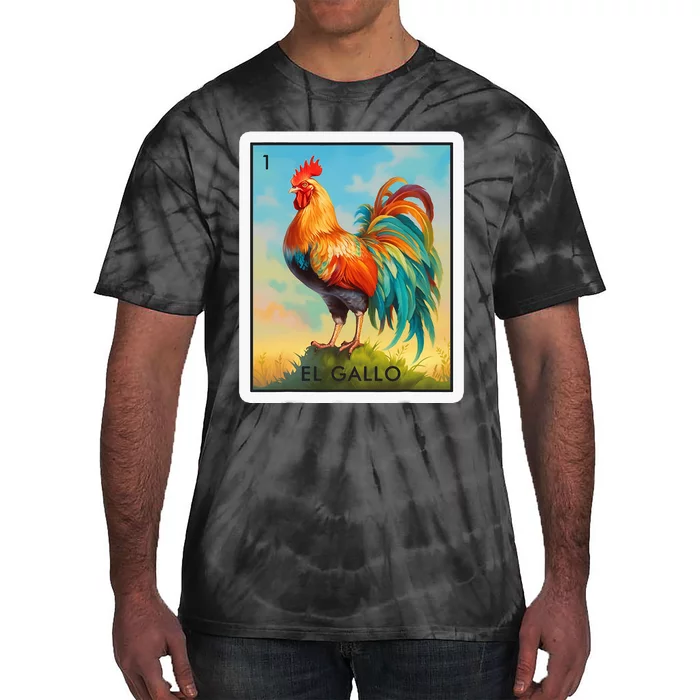 El Gallo Mexican Lottery Bingo Game Traditional Rooster Card Tie-Dye T-Shirt