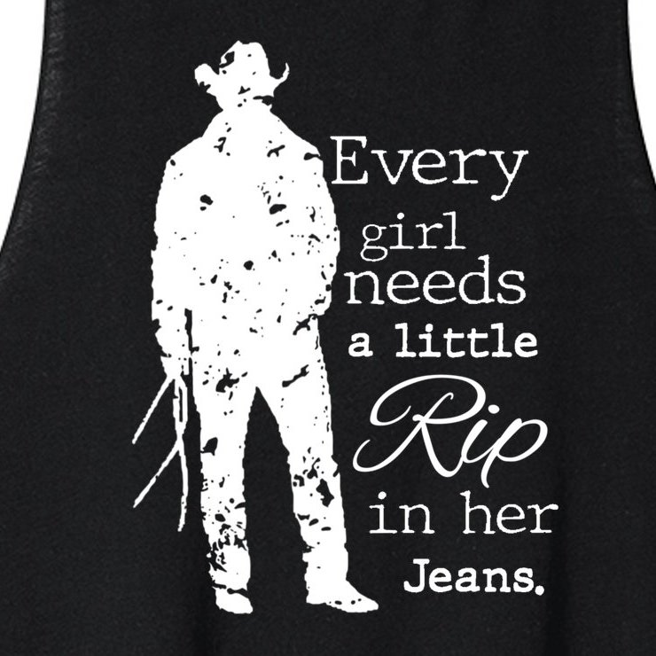 Every Girl Needs A Little Rip In Her Jeans Women’s Racerback Cropped Tank