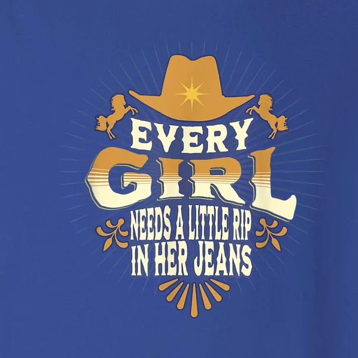 Every Girl Needs A Little Rip In Her Jeans, Novelty Cowboy Toddler Long Sleeve Shirt