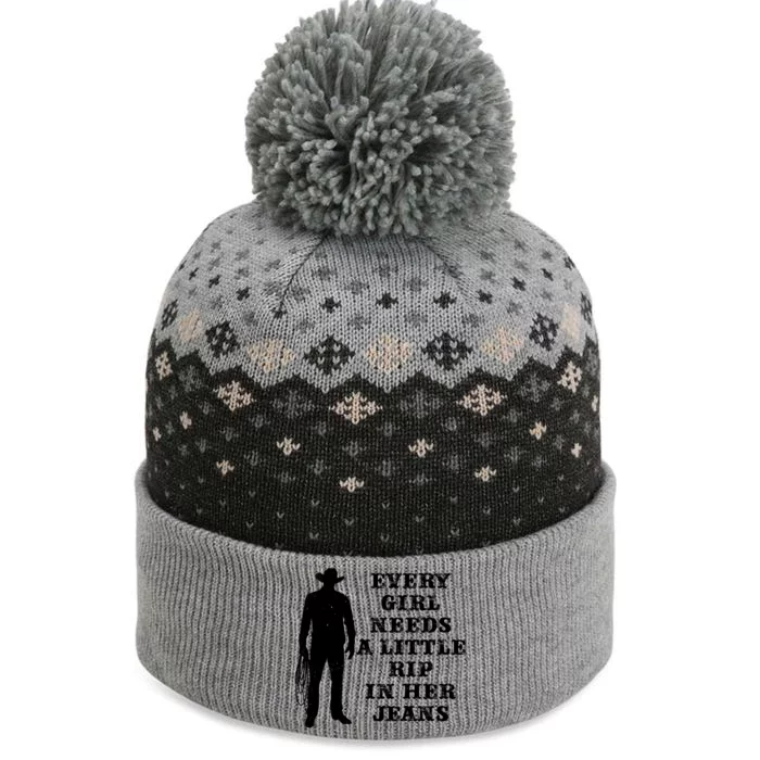 Every Girl Needs A Little Rip In Her Jeans The Baniff Cuffed Pom Beanie